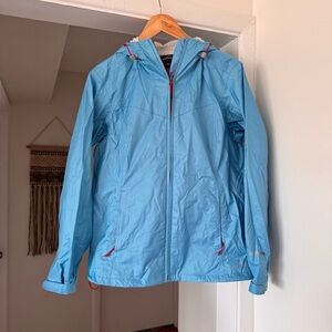 Eddie Bauer Light Blue Hooded Rain Jacket/Windbreaker